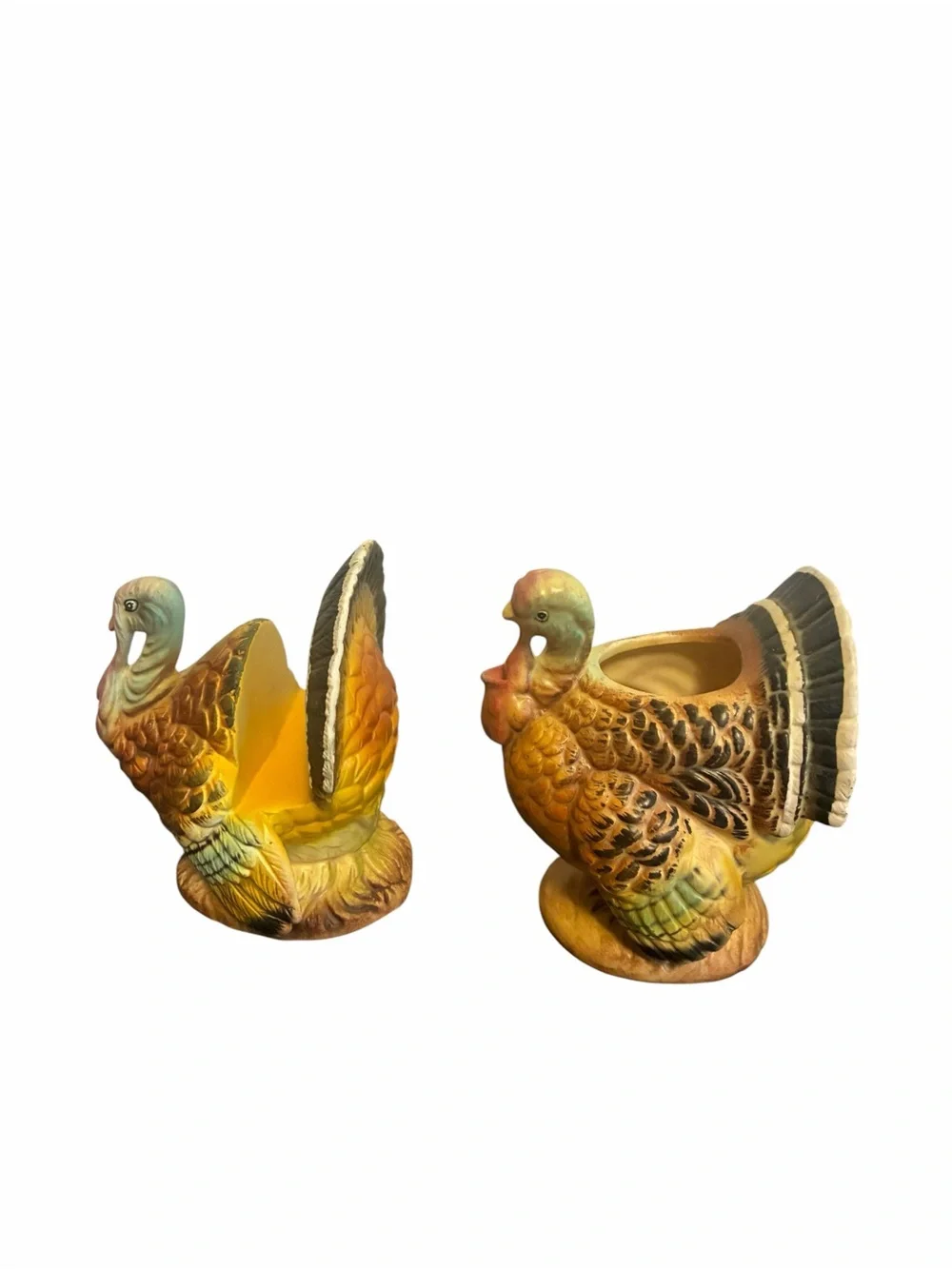 Vintage Napco Ceramic Turkey Planter and Napkin Holder Set Thanksgiving Japan